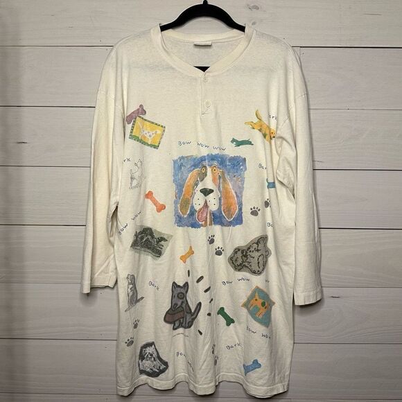 Vintage 90s Bow Wow Wow Allover Print Raglan Shirt Large Size - Picture 2 of 8